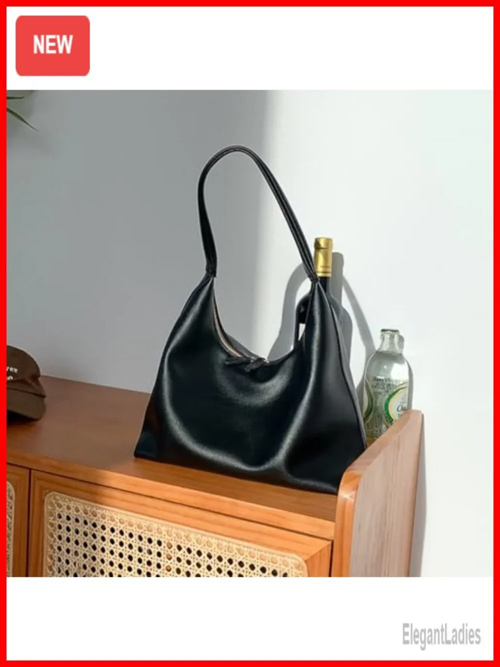 Vegan Leather Hobo Bag Slouchy Tote Shoulder Purse Crescent Handbag